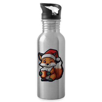 Fuchs Bier Xmas Weihnachten - Trinkflasche mit integriertem Trinkhalm - Lightsilver - Rechts