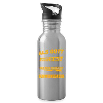 Pig Farmer Sayings - Water bottle with straw - silver - Right