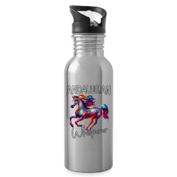 Andalusian Whisperer Horse - Water bottle with straw - silver - Right