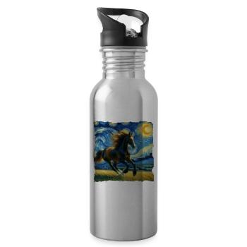 Andalusian Starry Night - Water bottle with straw - silver - Right