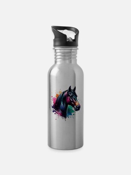 Andalusier Motiv Pferd - Trinkflasche mit integriertem Trinkhalm -