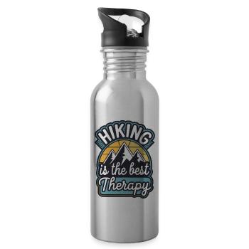 Hiking Is The Best Therapy 10 - Trinkflasche mit integriertem Trinkhalm - Lightsilver - Rechts
