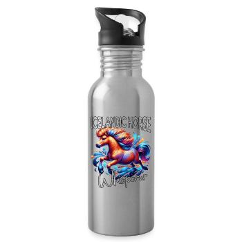 Isländer Flüsterer Pferd - Trinkflasche mit integriertem Trinkhalm - Lightsilver - Rechts