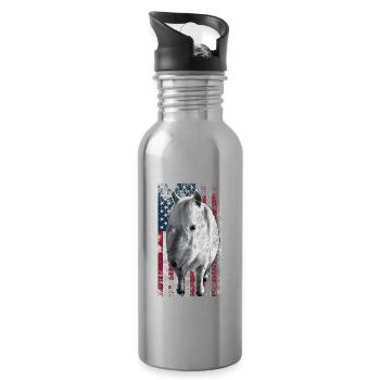 Icelandic Horse US Icelander - Water bottle with straw - silver - Right