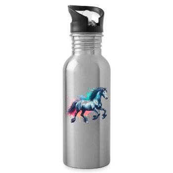 Friesian Horse Friesenpferd Pferd - Water bottle with straw - silver - Right