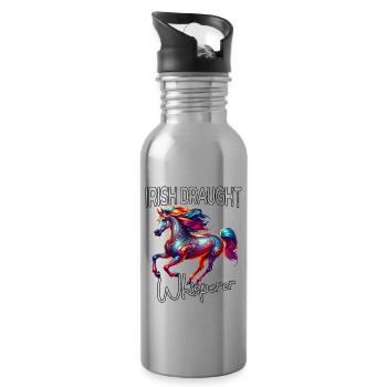 Irisches Zugpferd Flüsterer Pferd - Trinkflasche mit integriertem Trinkhalm - Lightsilver - Rechts