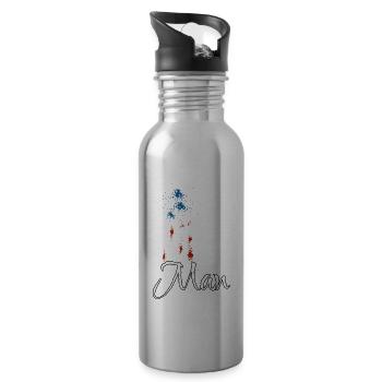 Sarkastischer Mann - Trinkflasche mit integriertem Trinkhalm - Lightsilver - Rechts