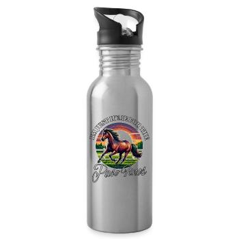 Funny Paso Fino Sayings - Water bottle with straw - silver - Right