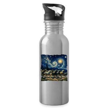 Paso Fino Starry Night - Water bottle with straw - silver - Right