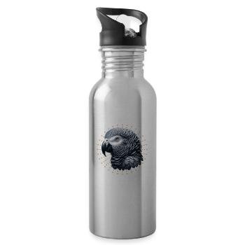 Lustige Graupapagei Sprüche - Trinkflasche mit integriertem Trinkhalm - Lightsilver - Rechts