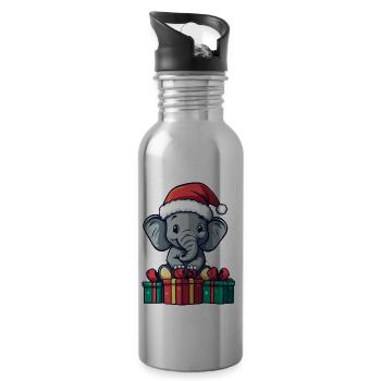 Elephant Christmas Gifts - Water bottle with straw - silver - Right