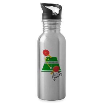 Drôle de dicton de tennis de table - Gourde avec paille intégrée - argent clair - Droite