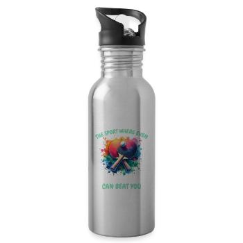 Drôle de dicton de tennis de table - Gourde avec paille intégrée - argent clair - Droite