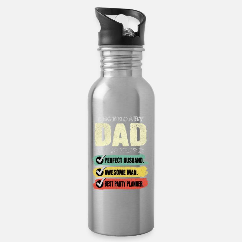 Papa Partyplaner Vatertag - Trinkflasche mit integriertem Trinkhalm - Lightsilver