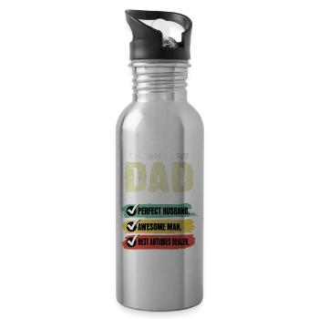 Dad Antique Dealer Father's Day - Water bottle with straw - silver - Right