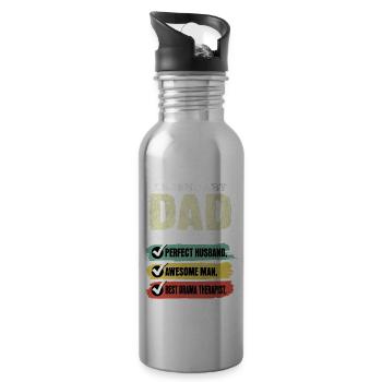 Papa Dramatherapeut Vatertag - Trinkflasche mit integriertem Trinkhalm - Lightsilver - Rechts