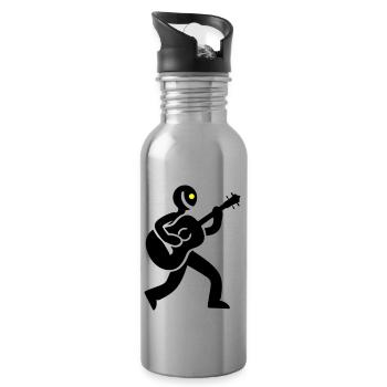 Musiker Gitarrist - Trinkflasche mit integriertem Trinkhalm - Lightsilver - Rechts