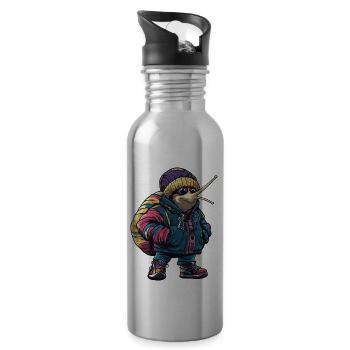 Schnecke Lustig Winter - Trinkflasche mit integriertem Trinkhalm - Lightsilver - Rechts