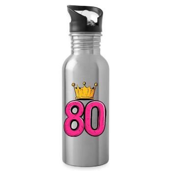 80 Zahl Krone - Trinkflasche mit integriertem Trinkhalm - Lightsilver - Rechts