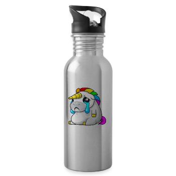 Alasdair crying unicorn - Water bottle with straw - silver - Right