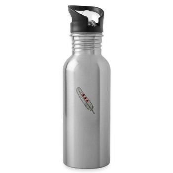 Feather shirt gift indian - Water bottle with straw - silver - Right