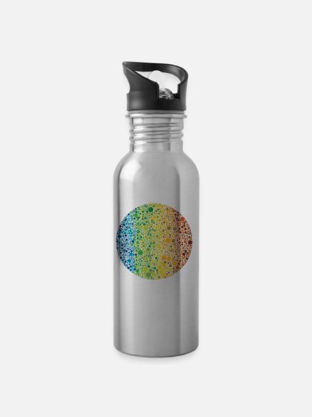 Sphère: composition des points en couleur - Gourde avec paille intégrée - argent clair