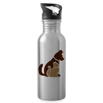 Dog and Cat / Dog and Cat / Chien et chat - Water bottle with straw - silver - Right