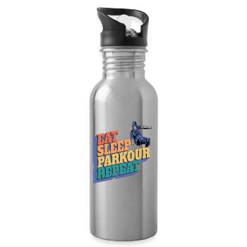 Parkour Eat Sleep Parkour Wiederholung - Trinkflasche mit integriertem Trinkhalm - Lightsilver - Rechts