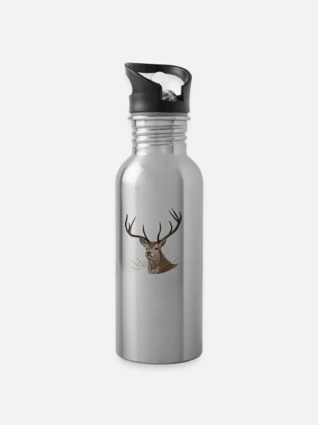 Lausbua Hirsch Lederhosen - Trinkflasche mit integriertem Trinkhalm -