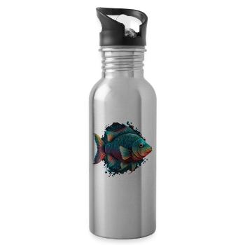 Rainbow Fish - Water bottle with straw - silver - Right