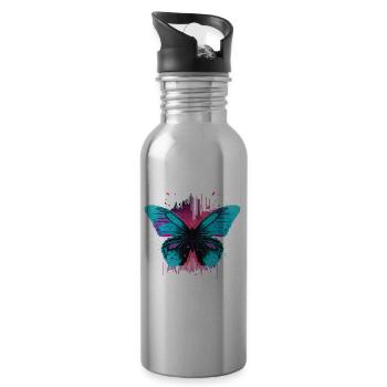 Chillwave Butterfly - Water bottle with straw - silver - Right