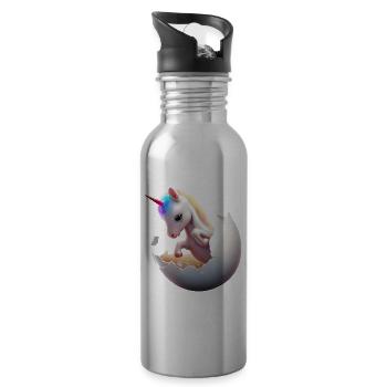 Einhorn aus dem Ei - Trinkflasche mit integriertem Trinkhalm - Lightsilver - Rechts