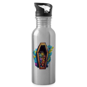 Coffin / Final Resting Place / Earth / Burial - Water bottle with straw - silver - Right