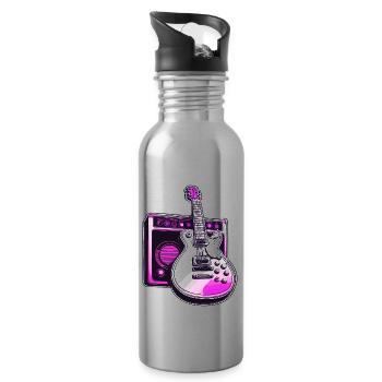 Rock n roll / Guitare / Musique / Instrument - Gourde avec paille intégrée - argent clair - Droite
