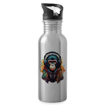 Headphones / Audio / Music / Animal / Monkey / Cool - Water bottle with straw - silver - Right
