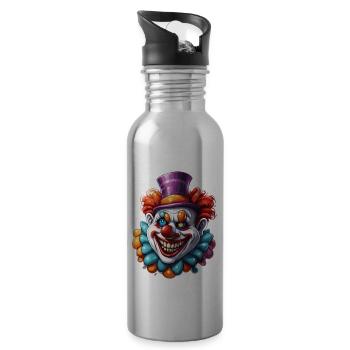 Horror Clown / Circus / Funny / Show / Halloween - Water bottle with straw - silver - Right