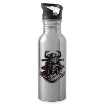 Samurai / Japanisch / Harakiri / Katana / Mann - Trinkflasche mit integriertem Trinkhalm - Lightsilver - Rechts