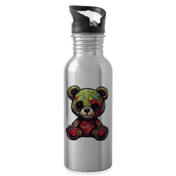 Ours en peluche / Peluche / Animal en peluche / Idée cadeau - Gourde avec paille intégrée - argent clair - Droite
