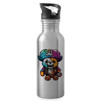 Teddybär / Kuscheltier / Stofftier / Geschenkidee - Trinkflasche mit integriertem Trinkhalm - Lightsilver - Rechts