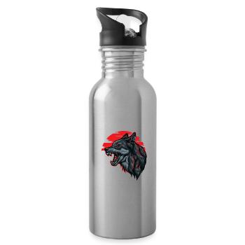 Wikinger Wölfe Odin Walhalla Wolf Geschenk Spruch - Trinkflasche mit integriertem Trinkhalm - Lightsilver - Rechts