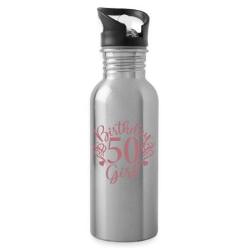 Cute Birthday 50 Girl - Fabulous At 50 - Women - Water bottle with straw - silver - Right