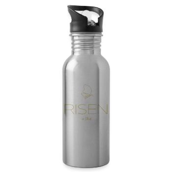 Auferstanden in Christus - Col/3 - Trinkflasche mit integriertem Trinkhalm - Lightsilver - Rechts