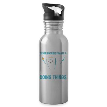 Hygienist Never Underestimate A Dental Assistant - Water bottle with straw - silver - Right
