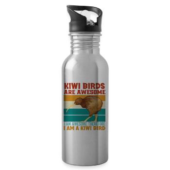 Neuseeland Kultur Kiwi Vogel Neuseeland Flagge - Trinkflasche mit integriertem Trinkhalm - Lightsilver - Rechts