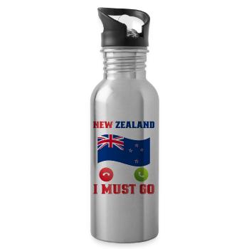 Neuseeland Kultur Kiwi Vogel Neuseeland Flagge - Trinkflasche mit integriertem Trinkhalm - Lightsilver - Rechts