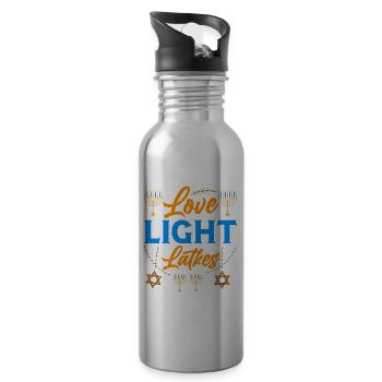 Chanukka Hanukka Dreidel Latkes Hanukkah - Trinkflasche mit integriertem Trinkhalm - Lightsilver - Rechts