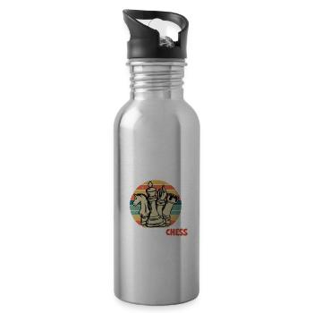 Schach Figuren Schachbrett Schachspieler Schach - Trinkflasche mit integriertem Trinkhalm - Lightsilver - Rechts