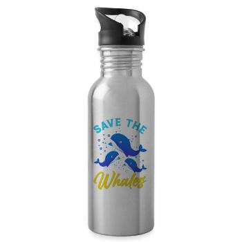 Orca Ozean Wal Orca Fan Meerestier - Trinkflasche mit integriertem Trinkhalm - Lightsilver - Rechts