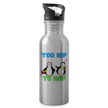 Too Hip to Hop Pingu Easter Bunny - Water bottle with straw - silver - Right