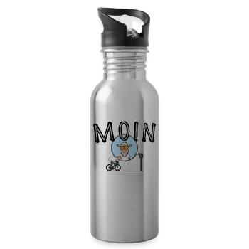 moin Radsport imma lächeln - Trinkflasche mit integriertem Trinkhalm - Lightsilver - Rechts